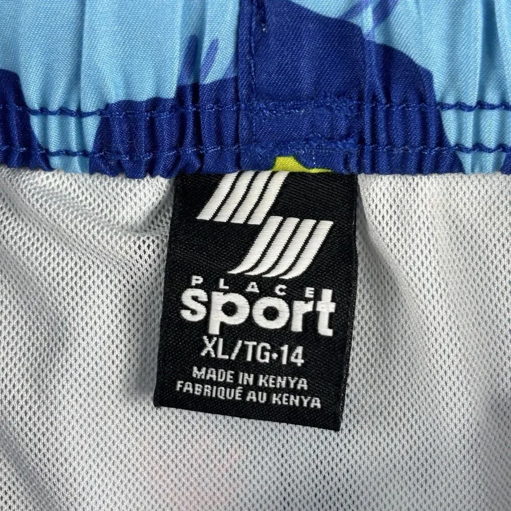 Place Sport Shorts Boys XL 14 Blue Shark Swim Trunks Board
